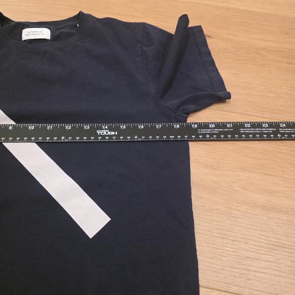 Saturdays NYC Slash Logo Short Sleeve Printed Shirt Men's Small Black Rare - Picture 6 of 9